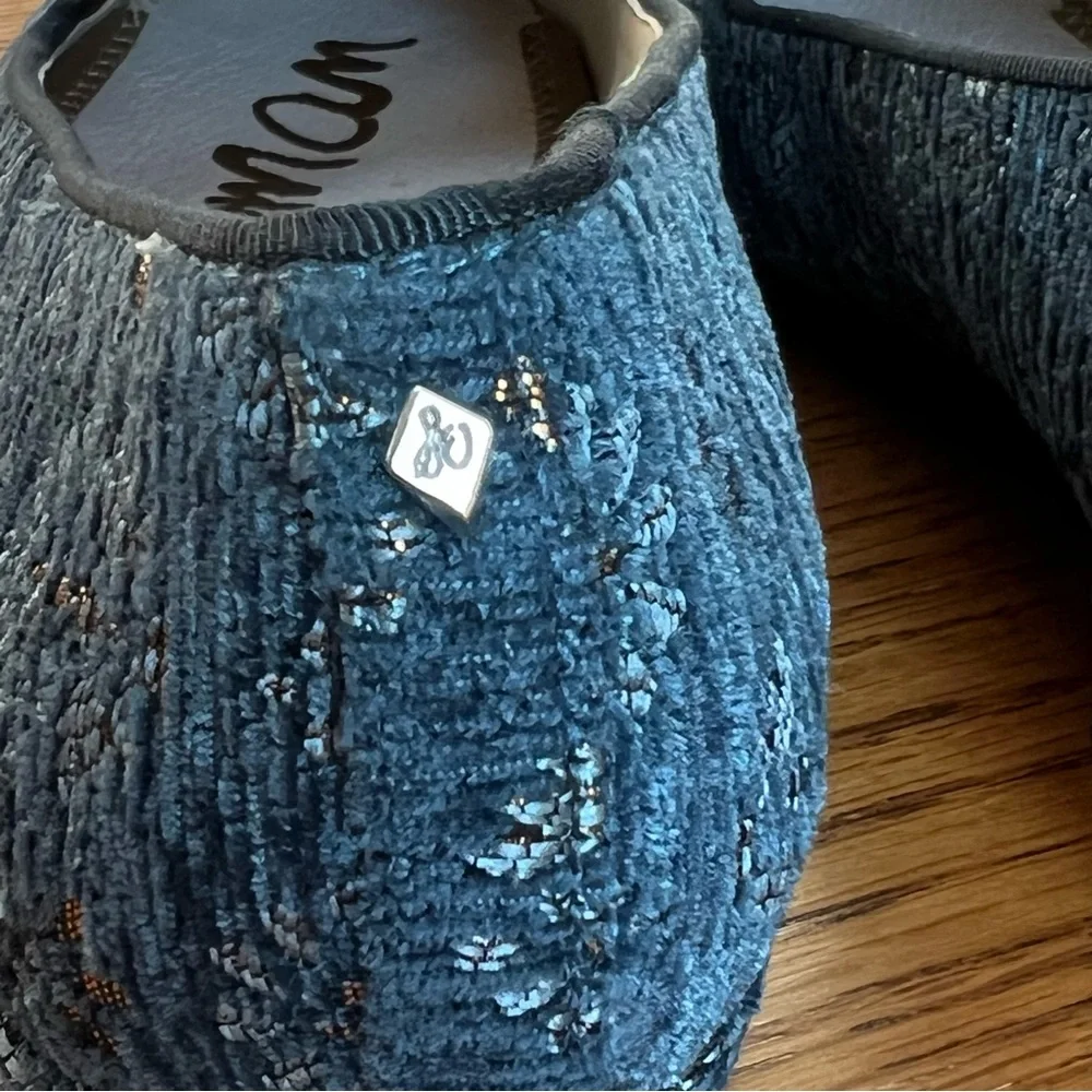 ⭐️ SAM EDELMAN NEW Size 7M US Blue Jordy Jacquard Loafers Shoes Embroidered